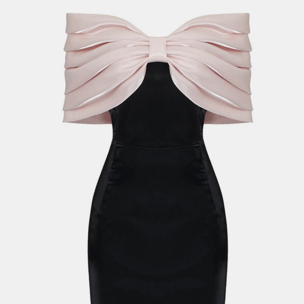 Bow Detail Off-Shoulder Mini Dress